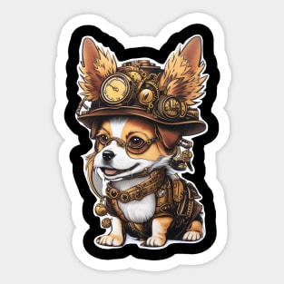 Steampunk Corgie 1 Sticker